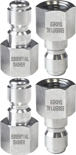 Vista 12 de Essential Washer Enchufe hembra NPT de 1/4 pulgadas de acero inoxidable Accesorios de conexión rápida para lavadora a presión 5000 PSI Juego