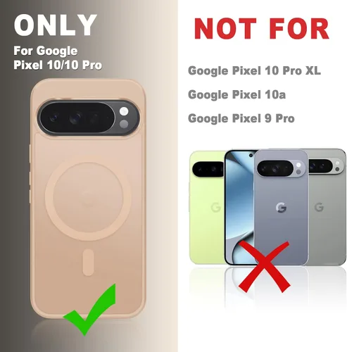 Vista 1233 de Funda para Google Pixel 10 Pro XL, cubierta magnética mate, color negro Fit for MagSafe, Screen Protector included, Shockproof Military Grade