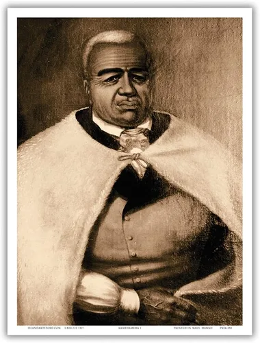 Vista 9 de Kamehameha I (Kamehameha the Great) - Portrait of the Hawaiian King (1758-1819) - Vintage Engraved Illustration - Master Art Print (Unframed) 6in x