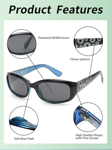 Vista 4 de GLINDAR Gafas de sol polarizadas para mujer gafas de sol rectangulares para conducir pesca compras UV400