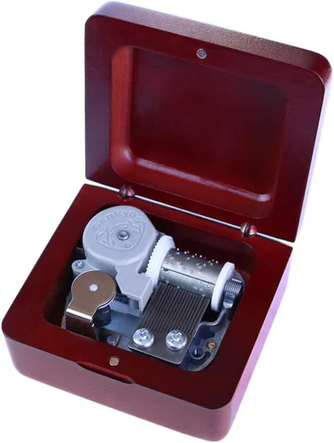 Vista 2 de Sinzyo Caja musical con mecanismo tallado de madera vintage, caja de música de cuerda para regalo para Navidad, caja de música Merry Go Round of
