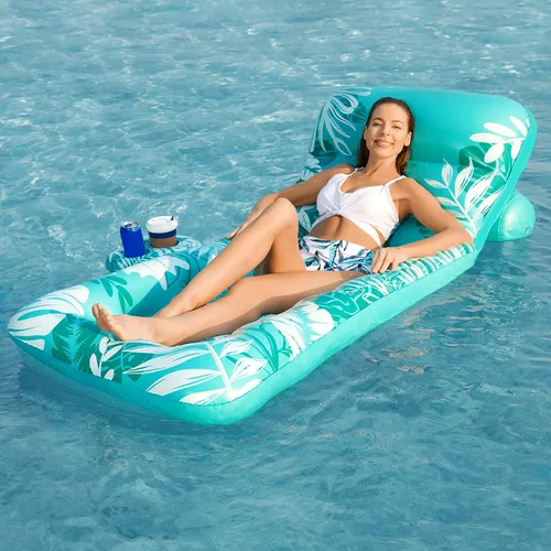 Vista 9 de Jasonwell Flotador Inflable de Piscina para Adultos - Flotadores de Piscina Silla Flotante Balsa con Respaldo Ajustable Portavasos Flotador de Agua