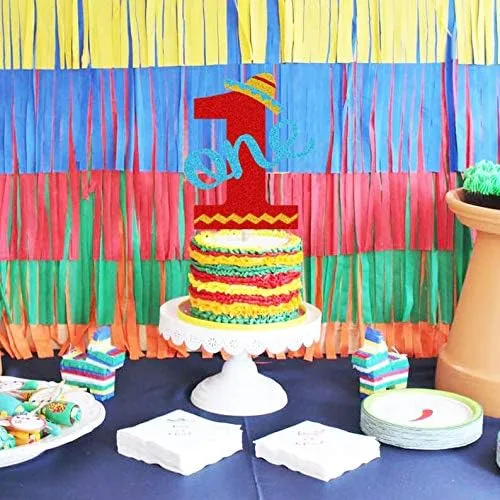 Vista 3 de Fiesta Uno One Cake Topper Taco Mini Sombrero Sombrero 1er Cumpleaños Decoración de Pastel para Fiesta Mexicana Niños Niñas Un Año de Edad Fiesta