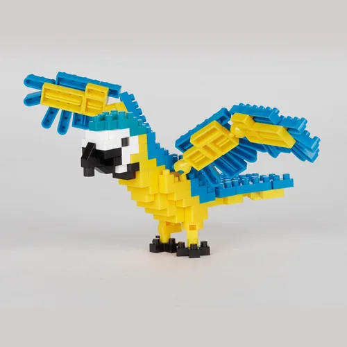 Vista 5 de nanoblock - Aves - Guacamayo azul y amarillo, serie Colección Kit de construcción