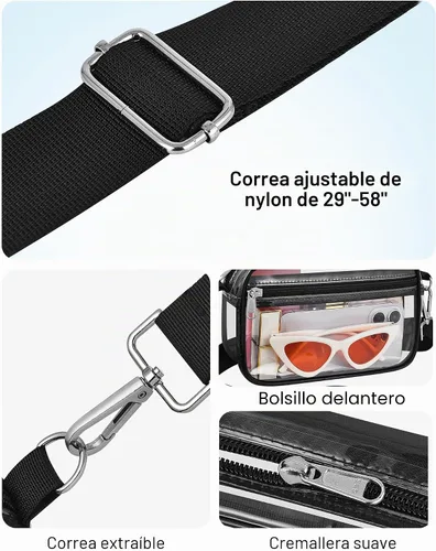 Vista 5 de Bagenius Clear Bag for Stadium Events Clear Messenger Bag Clear Purse for Concert and Sport Events