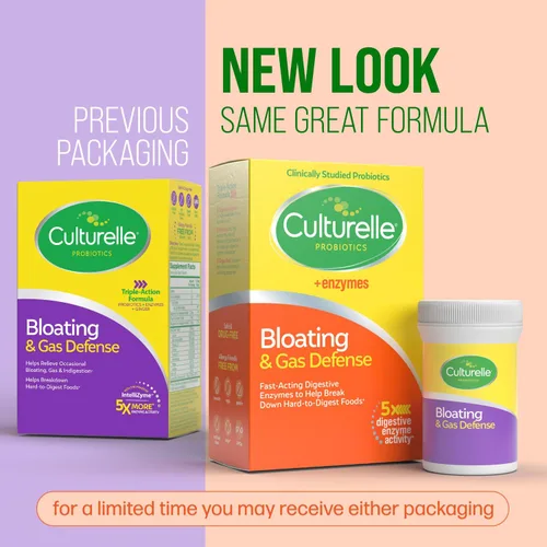 Vista 3 de Culturelle Defensa contra la hinchazón y el gas, enzimas digestivas y probióticos para la salud digestiva, 30 cápsulas, apoya la indigestión