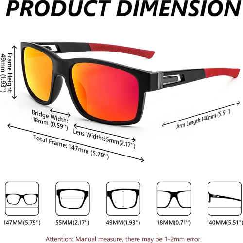 Vista 13 de FEISEDY Gafas de sol polarizadas para hombres y mujeres, para conducir, ciclismo, correr, golf, deportes, gafas ligeras, TR90, marco B2915