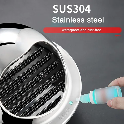 Vista 5 de Tapa de acero inoxidable 304 para chimenea, cubierta de ventilación de salida de aire de pared exterior, campana extractora, cubierta protectora