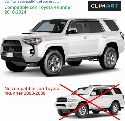 Vista 5 de CLIM ART Protectores de lluvia increíblemente duraderos para Toyota 4Runner 2010-2024, deflectores de ventana con cinta original, deflector de Para