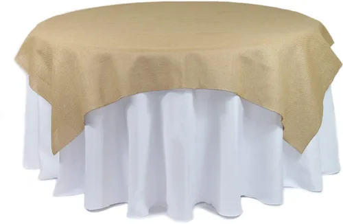 Vista 11 de Your Chair Covers - Mantel redondo de yute rústico de yute natural de 60 pulgadas para bodas, fiestas, cocina, hogar, comedor