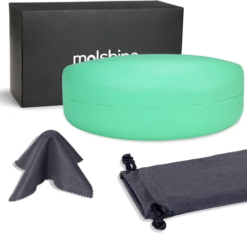 Vista 2 de molshine Funda rígida para gafas de sol, funda clásica grande para lentes de sol, lentes con paño de limpieza, bolsa