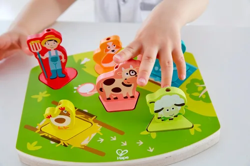 Vista 6 de Hape – Farmyard Sound Puzzle Game (10 pieza), multicolor, 5" x 2