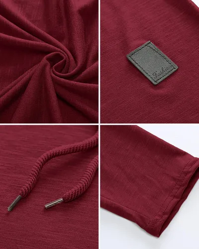 Vista 5 de Moderna sudadera deportiva de vellón con capucha, para hombres, jersey de lana unicolor sin botones.