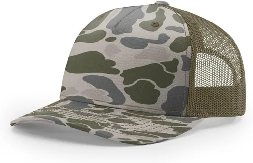 Vista 58 de Richardson 112 - Gorra de camionero de 5 paneles de alta calidad, ajustable, gorra Richardson en blanco estructurada Bark Duck Camo / Marrón