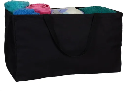Vista 4 de Household Essentials 2212-1 Krush - Bolsa multiusos de lona reutilizable para compras de comestibles y lavandería, color negro