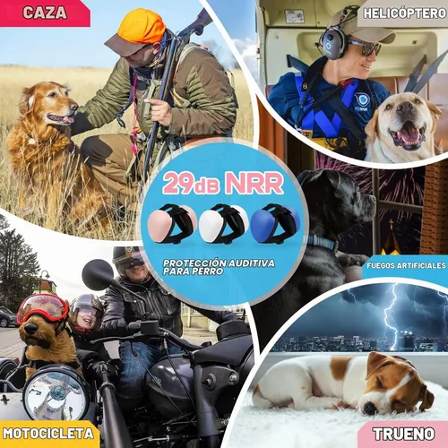 Vista 2 de derYEP Orejeras para perros para protección auditiva 29dB NRR orejeras de protección contra el ruido (grande, rojo)