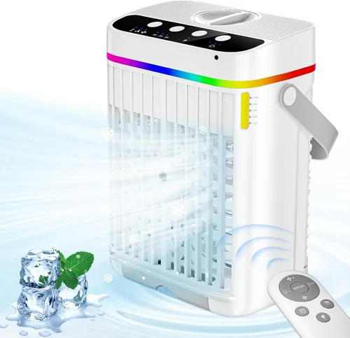 Vista 2 de Aire Acondicionado Portátil, Mini Aire Acondicionado Portátil de 1250ml Ventilador de Enfriamiento de Aire Ventilador de Aire con 3 Velocidades