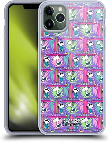 Vista 120 de Head Case Designs Funda de gel suave con licencia oficial de Peanuts Tropical Surf Snoopy Aloha Disco compatible con Apple iPhone 13 Mini Surf
