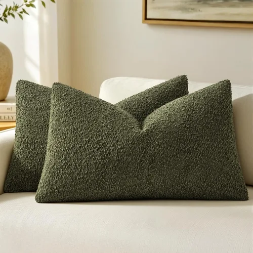 Vista 13 de MIULEE - Fundas de almohada decorativas para sofá lumbar de 16 x 16 pulgadas, color beige Set of 2 Textured Neutral Throw Pillow Covers, Accent
