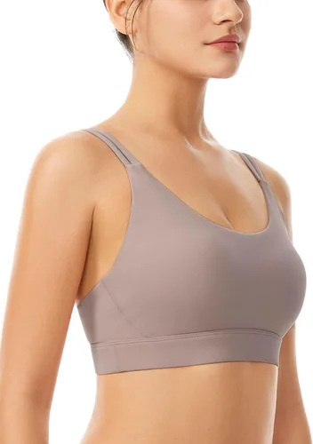 Vista 2 de Sujetadores deportivos acolchados para mujer, brasier deportivo sexy de línea larga entrecruzada, brasier deportivo de soporte medio con tirantes