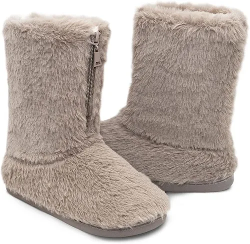 Vista 7 de Botines de invierno para mujer, botas de tobillo, pantuflas cálidas para casa, forro de piel