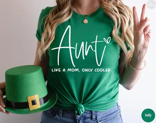 Vista 8 de Auntie Shirt, Like A Mom Only Cooler Shirt, Baby Announcement for Aunt, Funny Aunt Shirt