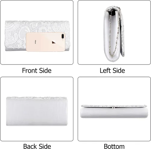 Vista 3 de Bolsos de mano para mujer, bolso de mano floral de encaje para boda, bolso de noche