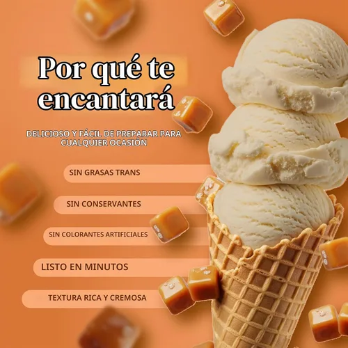 Vista 3 de Triple Scoop Mezcla de helado de caramelo salado, gourmet, lista en 5
