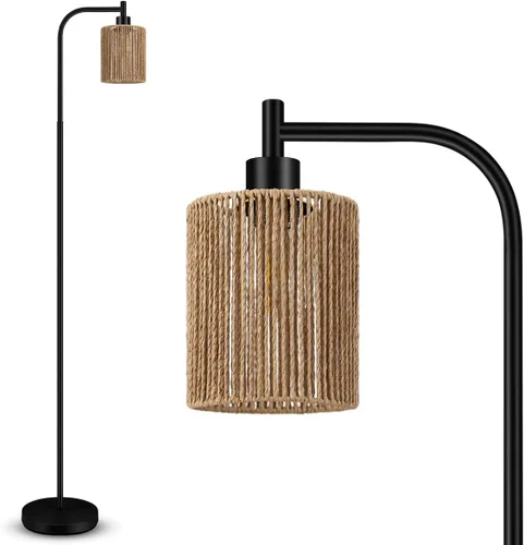 Vista 10 de BoostArea Lámpara de pie con pantalla de vidrio, lámpara de pie industrial moderna con interruptor de pie, brillante lámpara LED de 6 W para sala