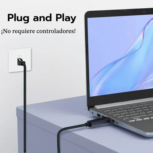 Vista 6 de Mcbazel Cable USB a Ethernet de 6.6 pies, USB 3.0 A a RJ45 macho de nailon, red LAN Gigabit conectada directamente, compatible con laptop, PC