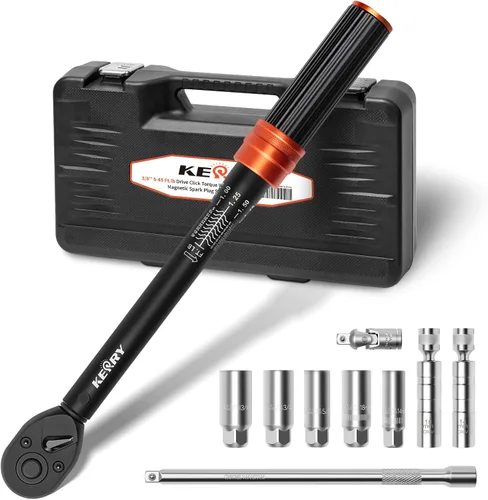 Vista 14 de Llave dinamométrica de clic de 1/4 pulgada Kerry, 20-240 pulgadas-libras/2.3-27.1 Nm, ±3% de alta precisión, escalas de doble rango, claramente