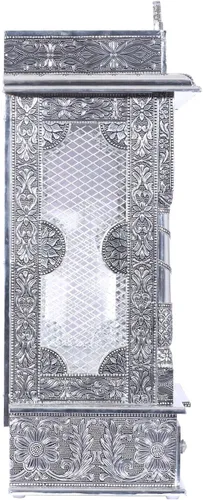 Vista 4 de Mandir de plata para el hogar - blanco oxidado - sin puerta (grande)