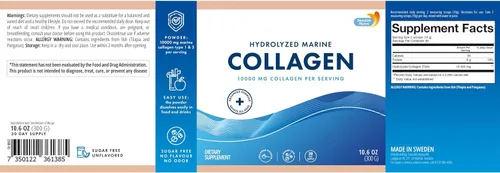 Vista 7 de Swedish Nutra Suplemento en polvo de colágeno marino hidrolizado de 10,000 mg - Suministro para 30 días Colágeno tipo 1 y 3, péptidos puros