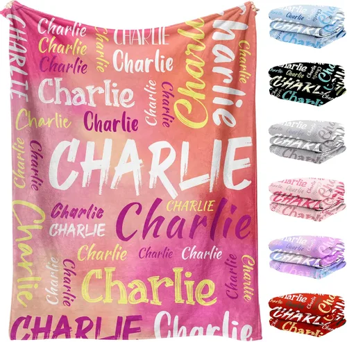 Vista 13 de Manta de nombre personalizada para adultos y niños, manta de nombre personalizada – 9 colores, 7 tamaños, manta de franela gruesa, manta de nombre