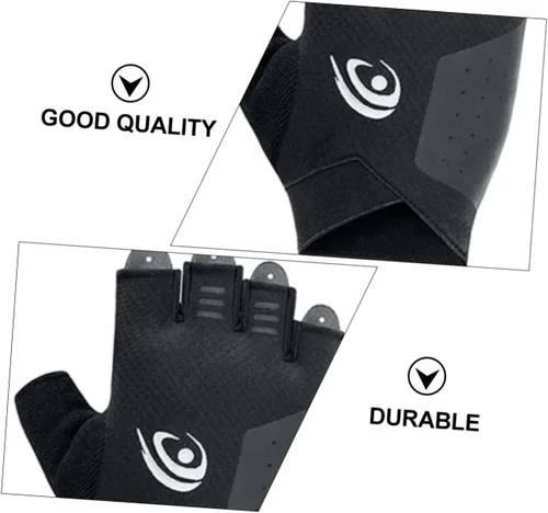 Vista 2 de GLEAVI Par de guantes de equitación para gimnasio, guantes de bicicleta para hombre, guantes de ciclismo de levantamiento de pesas, guantes de medio