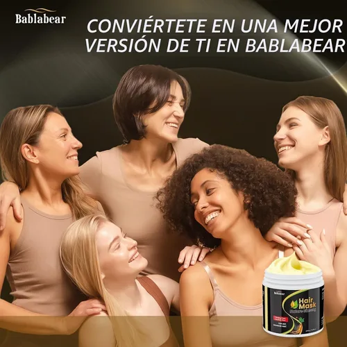 Vista 6 de Bablabear Mascarilla capilar para cabello dañado, tratamiento capilar para cabello teñido, acondicionador profundo, mascarilla para el cabello