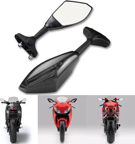 Vista 2 de Fibra de carbono integrada ámbar LED señal de giro intermitente retrovisor espejo lateral lente humo para Honda CBR 600 929 954 1000 XX RR F1 F4 F4i