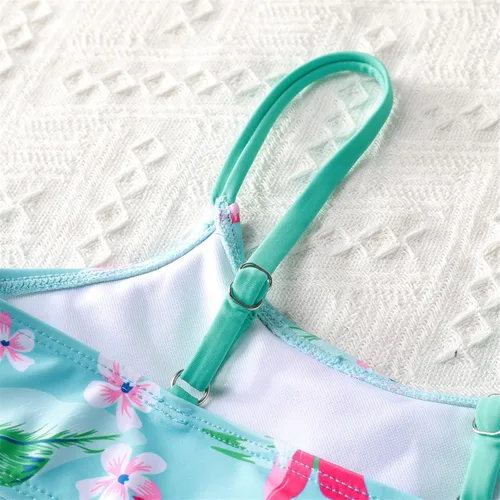 Vista 6 de PATPAT Trajes de baño de dos piezas con estampado floral tropical para niñas, 2 piezas