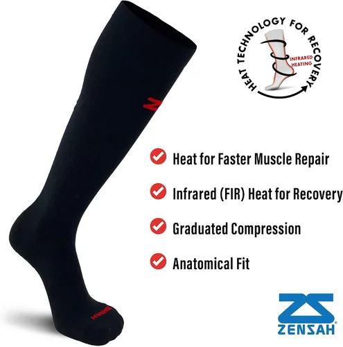 Vista 3 de Zensah Calcetines infrarrojos para recuperación de calor, compresión, absorción del sudor, atlético, relajación, calcetines térmicos para hombres