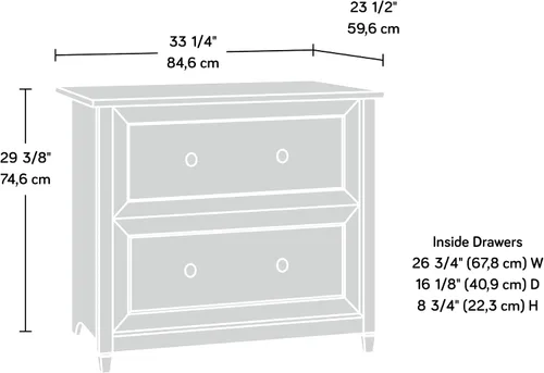 Vista 3 de Gabinete archivero con dos cajones Estate Sauder Edge Water, Material Reciclado, Negro