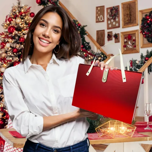 Vista 2 de PALITIGO Caja de regalo roja para regalos, 11 x 7.6 x 3.5 pulgadas, caja de regalo grande con tapas, caja plegable rectangular para propuesta
