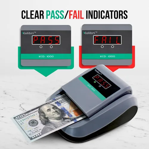 Vista 4 de Kolibri KCD-1000 Lector Portátil de Divisas Falsas y Detector de Billetes Falsos de 4 Vías con UM, Detector de Dinero Falso Magnético