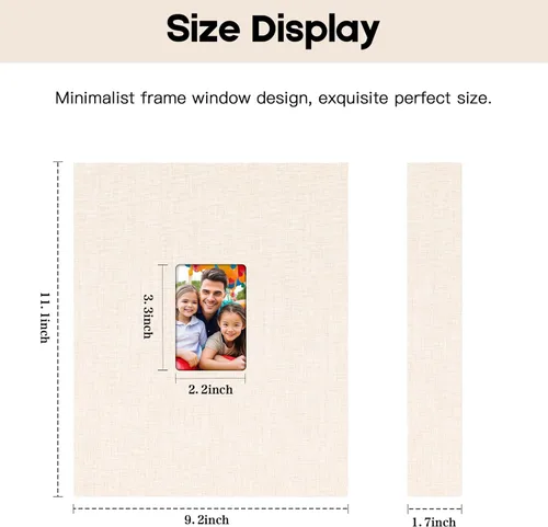 Vista 4 de Álbum de fotos de 3.5 x 5, álbum de fotos de 3.5 x 5 con capacidad para 256 fotos, cubierta de lino con ventana frontal, álbumes de fotos de 3 x 5