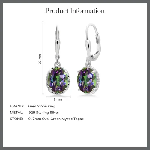 Vista 112 de Gem Stone King Aretes colgantes de gota para mujer, plata de ley 925, piedra natal ovalada de 0.354 x 0.276 in, joyería fina, regalos para ella