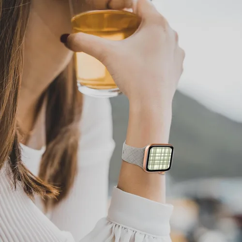 Vista 5 de Correas grabadas a cuadros compatibles con Apple Watch Band de 1.575 in 1.614 in 1.496 in 1.654 in 1.732 in 1.772 in 1.929 in, correa deportiva