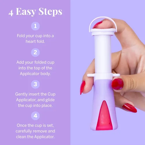 Vista 7 de Pixie - Aplicador de copa menstrual – Se inserta como un tampón – Todas las mujeres ahora pueden usar copas de período – Perfecto para uñas largas
