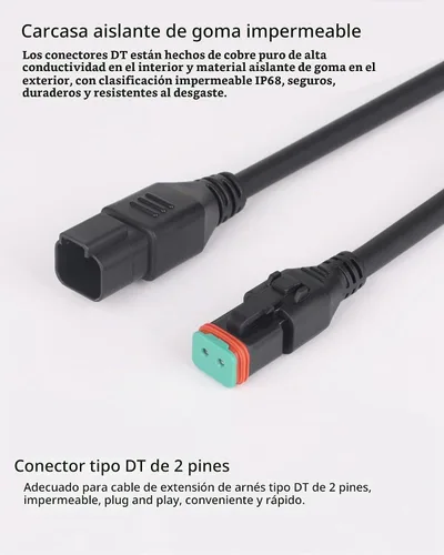 Vista 5 de Juego de extensión de arnés de cableado universal 2 en 1 de 2 pies Deutsch DT DTP, adaptador de cableado de 2 pines Plug and Play DT para barra