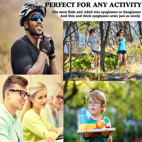 Vista 6 de YMCCOOL 20 pares de sujetadores antideslizantes para gafas con 3 correas ajustables para gafas, retenedor de gafas de cuerda deportiva