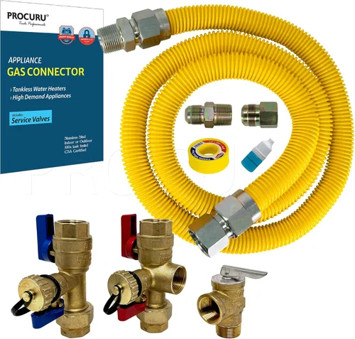 Vista 16 de PROCURU Conector de gas flexible universal FIP de 1 pulgada de diámetro exterior x 12 pulgadas (1 pie) x 3/4 pulgadas MIP x 3/4 pulgadas FIP