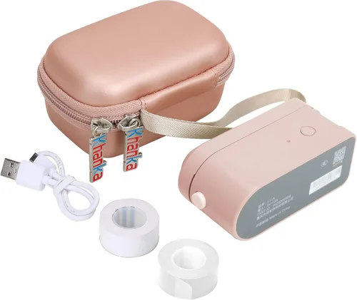 Vista 5 de khanka Estuche rígido de viaje compatible con la máquina etiquetadora MakeID, solo funda Rosado